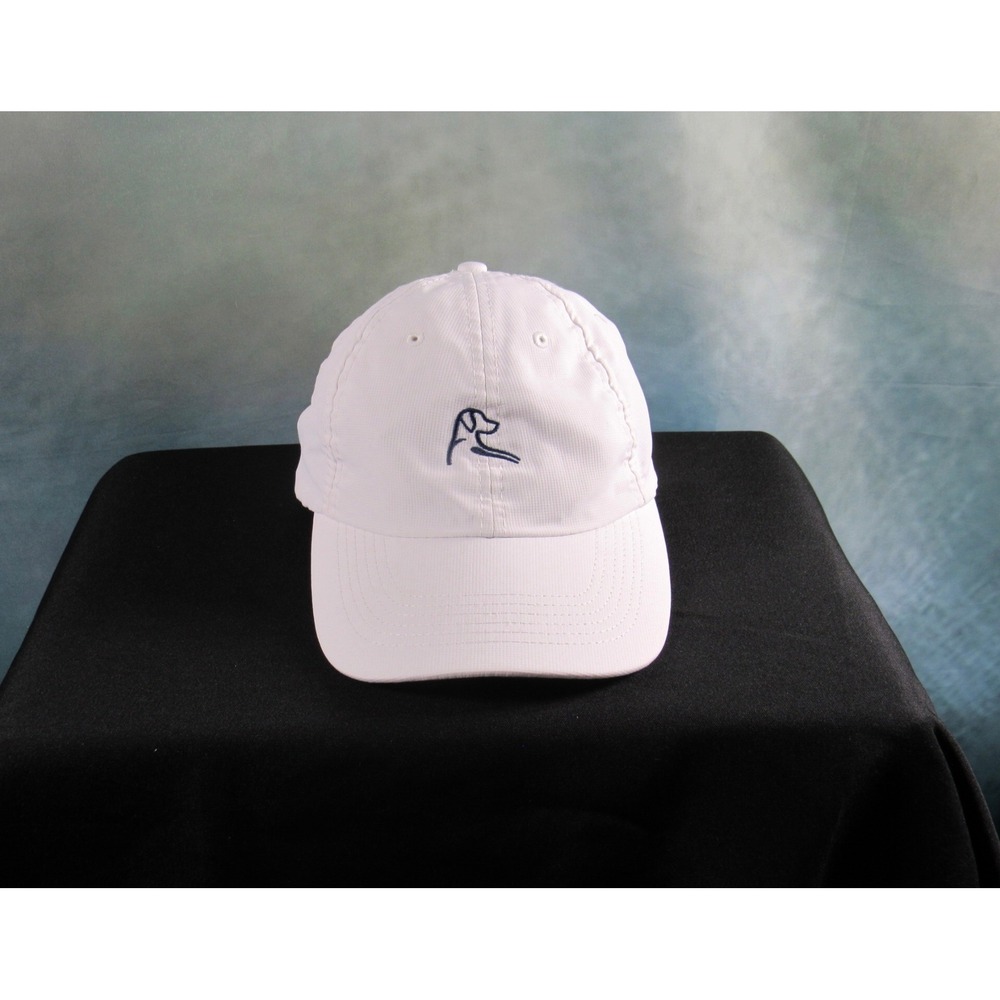Rhoback Mens White Performance Adjustable Golf Hat Rhodesian Ridgeback Logo Cap